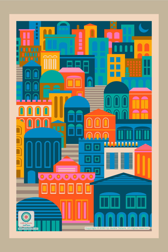 Geometric Cityscape Art Print - UnBlink Studio by Jackie Tahara