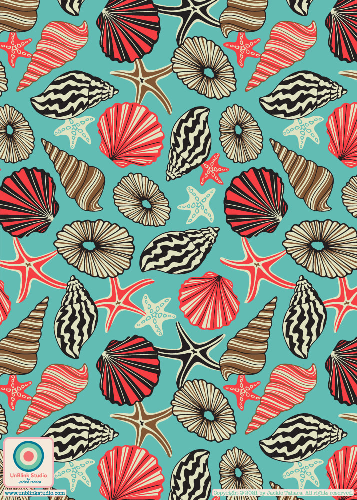 Seashells Pattern Design - UnBlink Studio by Jackie Tahara