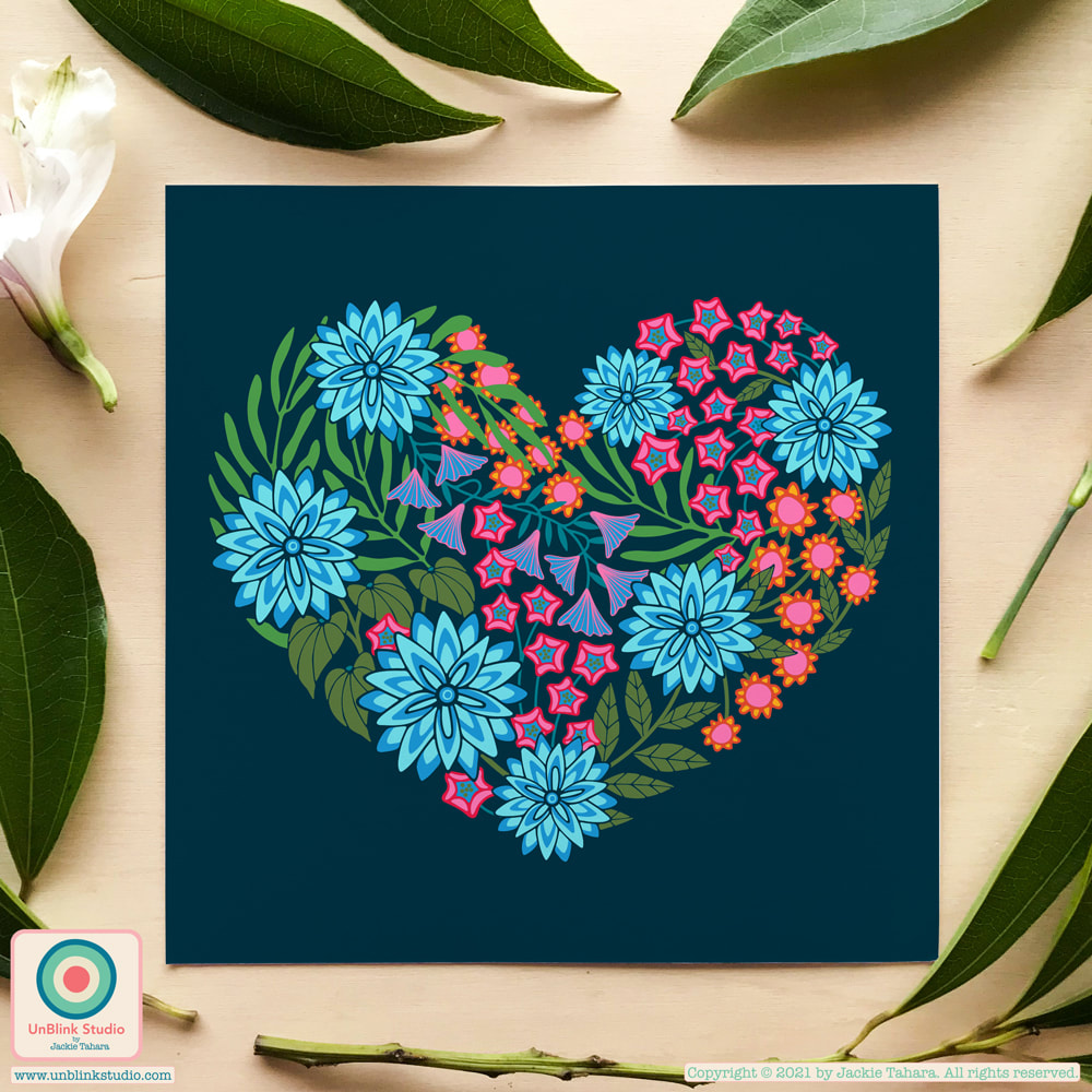 Flowered Heart Art Print - UnBlink Studio by Jackie Tahara