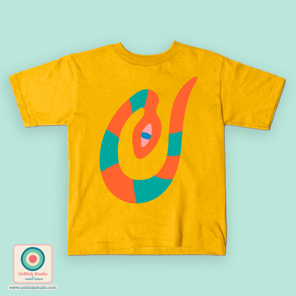 Striped Snake Graphic T-Shirt Design - UnBlink Studio by Jackie Tahara