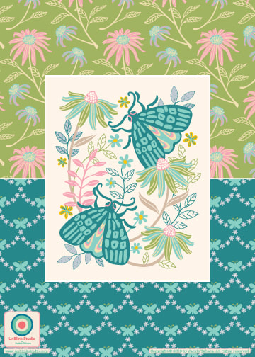 Moth Print and Pattern Design from UnBlink Studio by Jackie Tahara