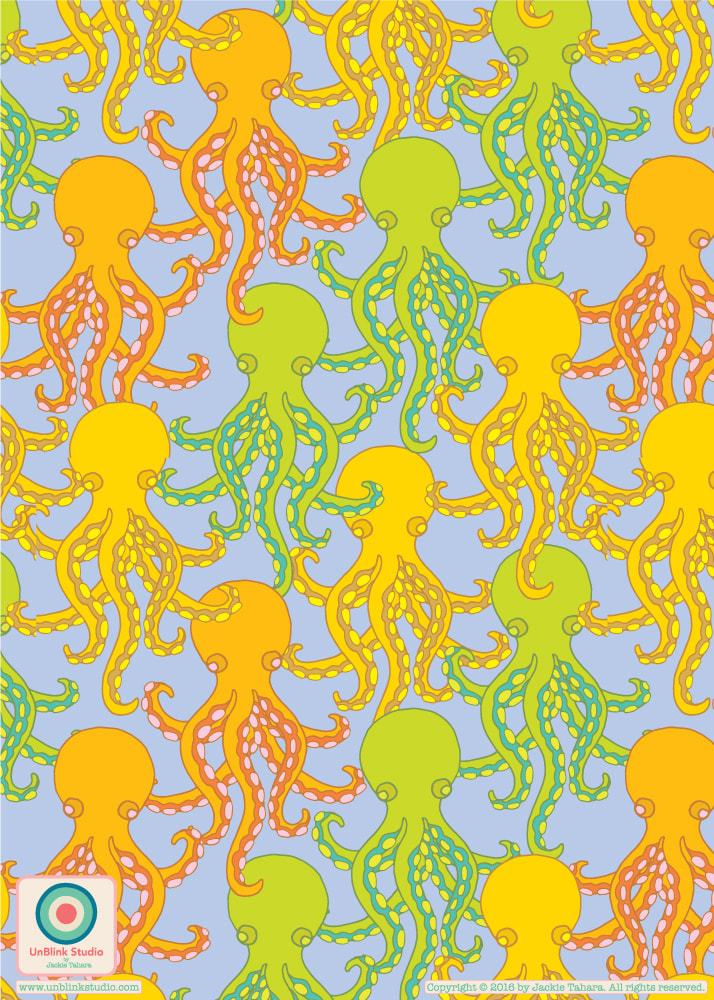 Octopus Print and Pattern Design from UnBlink Studio by Jackie Tahara