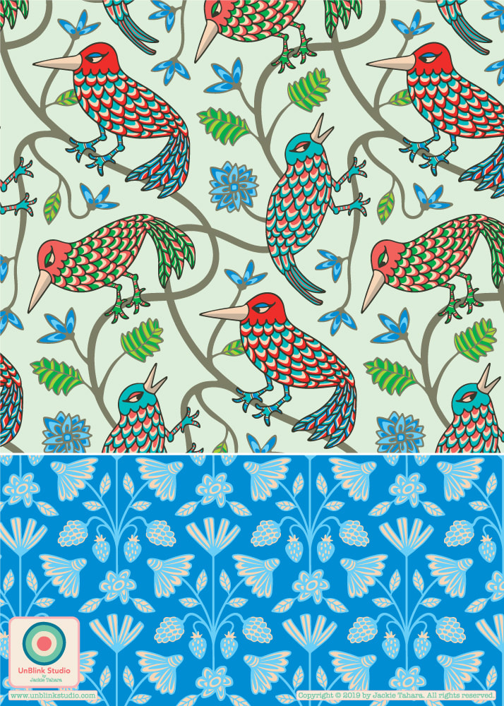 Bird Print and Pattern Design from UnBlink Studio by Jackie Tahara